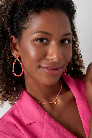 Collier de perles colorées avec breloque coeur - orange/multi h5 Image3